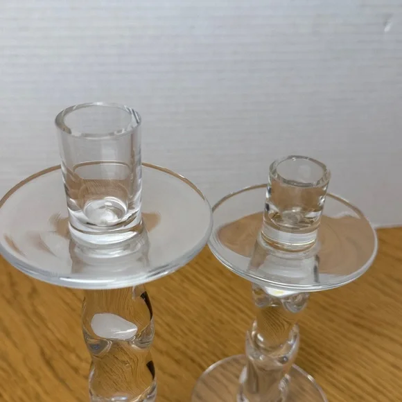 ORREFORS SWEDEN Crystal Clear Glass Candle Holders RARE Twist Design 9.5" - 7.5" - Picture 11 of 11